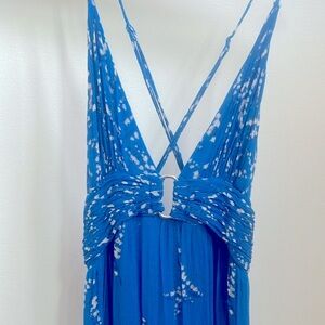 ba&sh midi blue floral dress. Size small.  With adjustable straps.